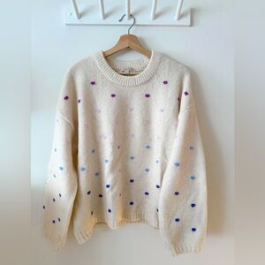LOFT Ivory Multicolored Bobble Sweater Size XL
